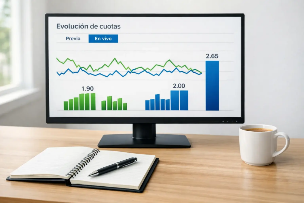Pantalla de ordenador mostrando gráficos de líneas simples con análisis de datos deportivos