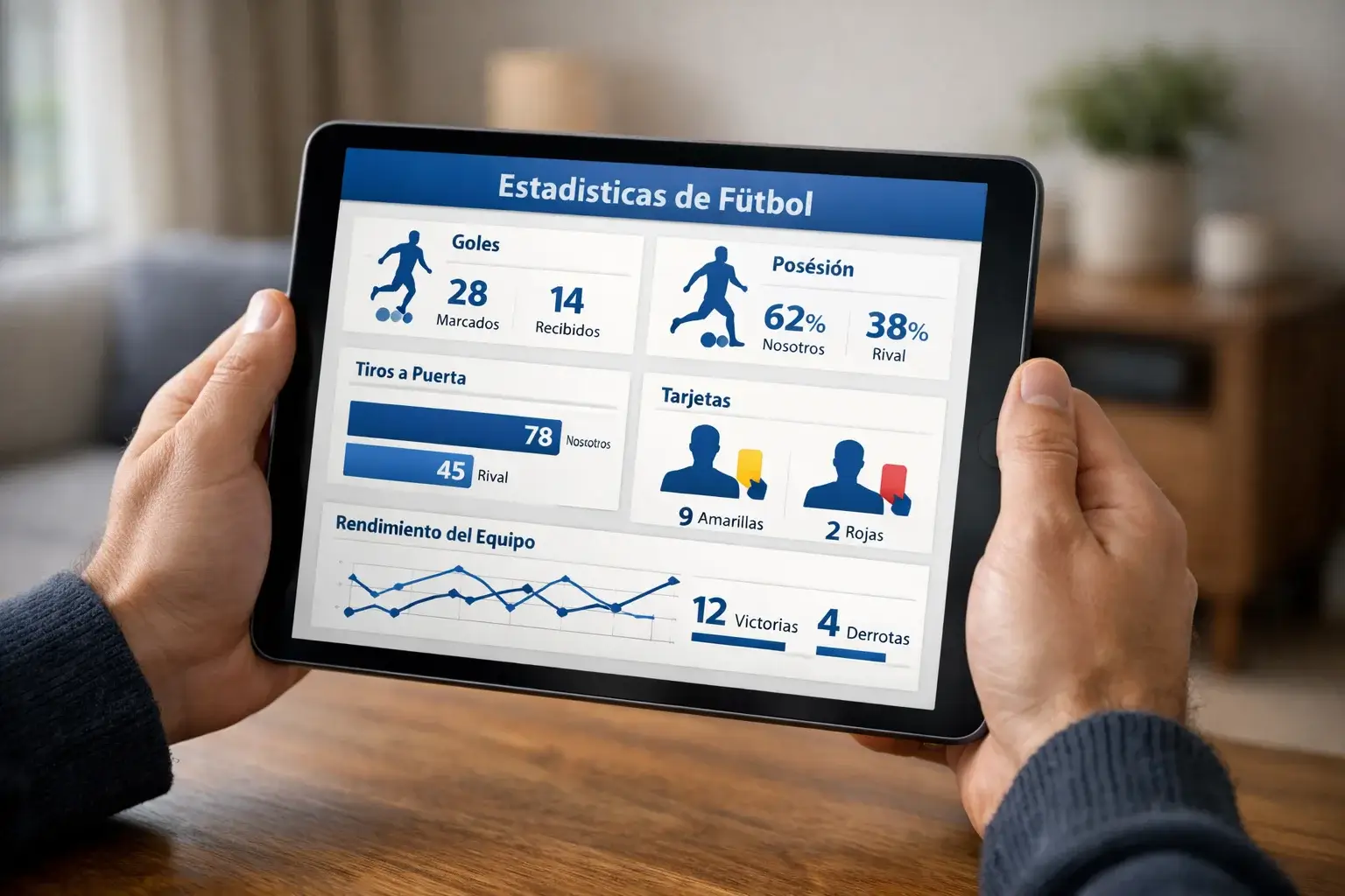 Persona estudiando estadísticas deportivas en una tablet