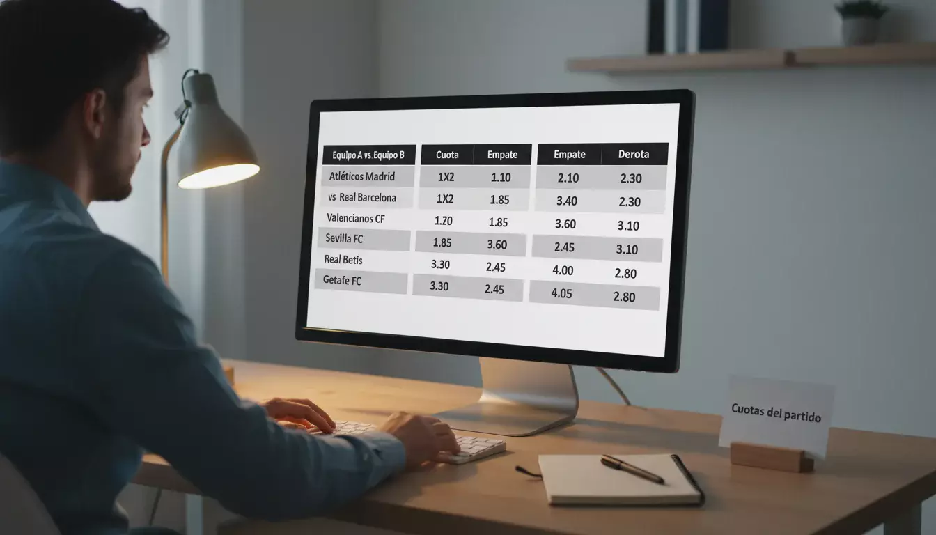 Persona analizando cuotas de apuestas de la Eurocopa en una pantalla de ordenador