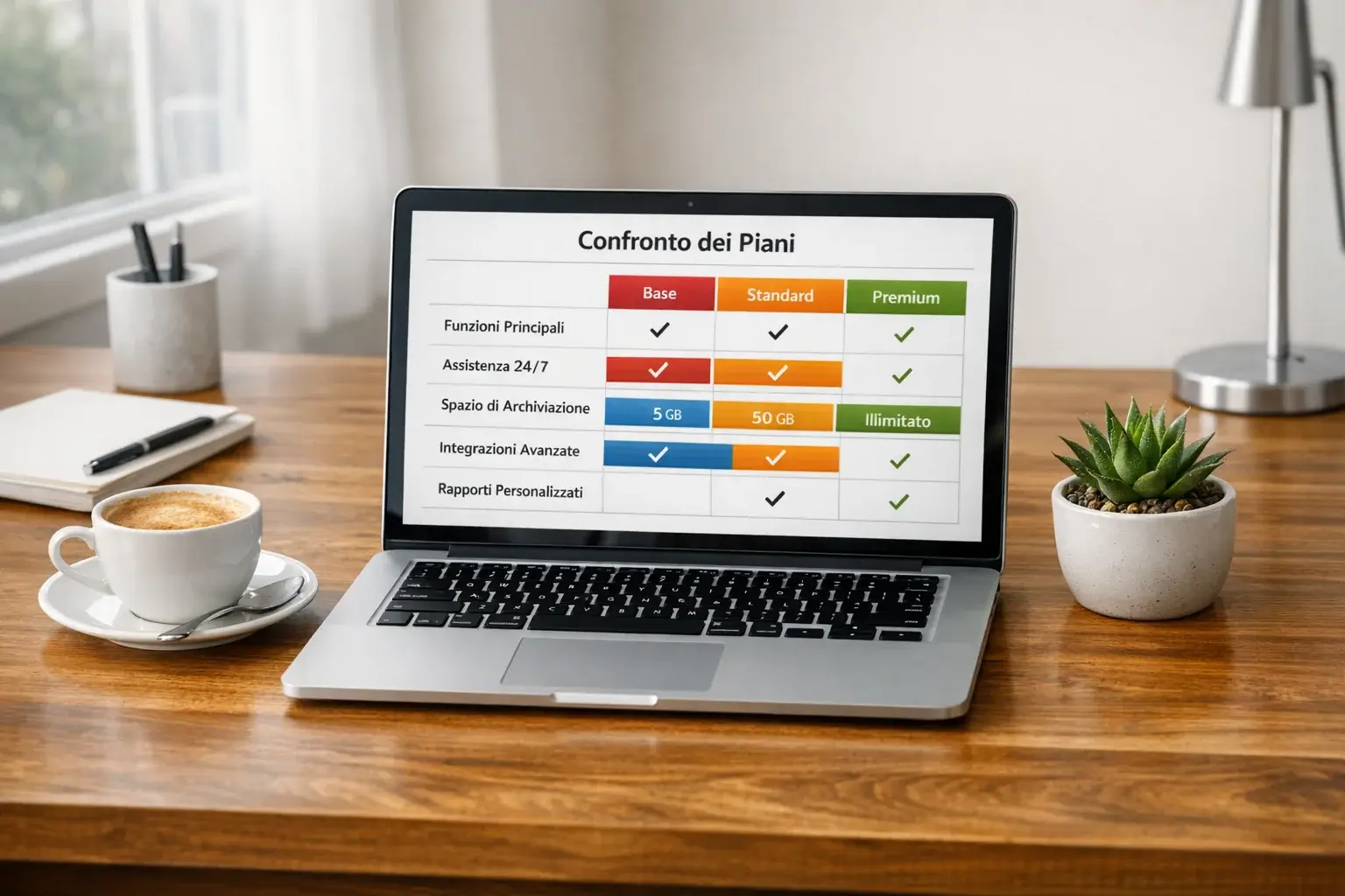 Escritorio con ordenador portátil mostrando comparativas de plataformas