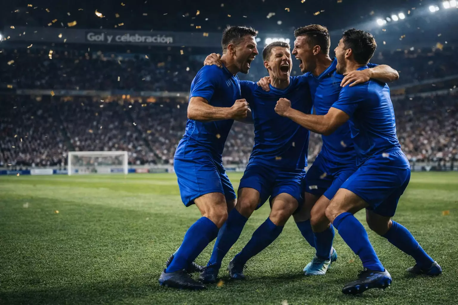 Jugadores de una selección menor celebrando un gol sorpresa en la Eurocopa