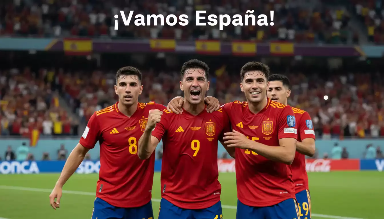 Selección española de fútbol celebrando un triunfo en la Eurocopa con la camiseta roja