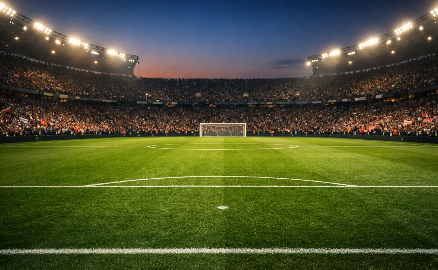 Estadio de fútbol durante un partido de la Eurocopa con aficionados celebrando