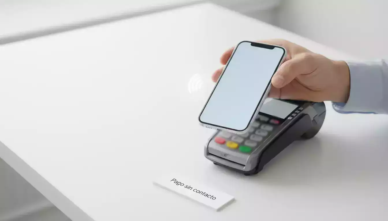 Persona realizando un pago digital desde su smartphone con el símbolo €