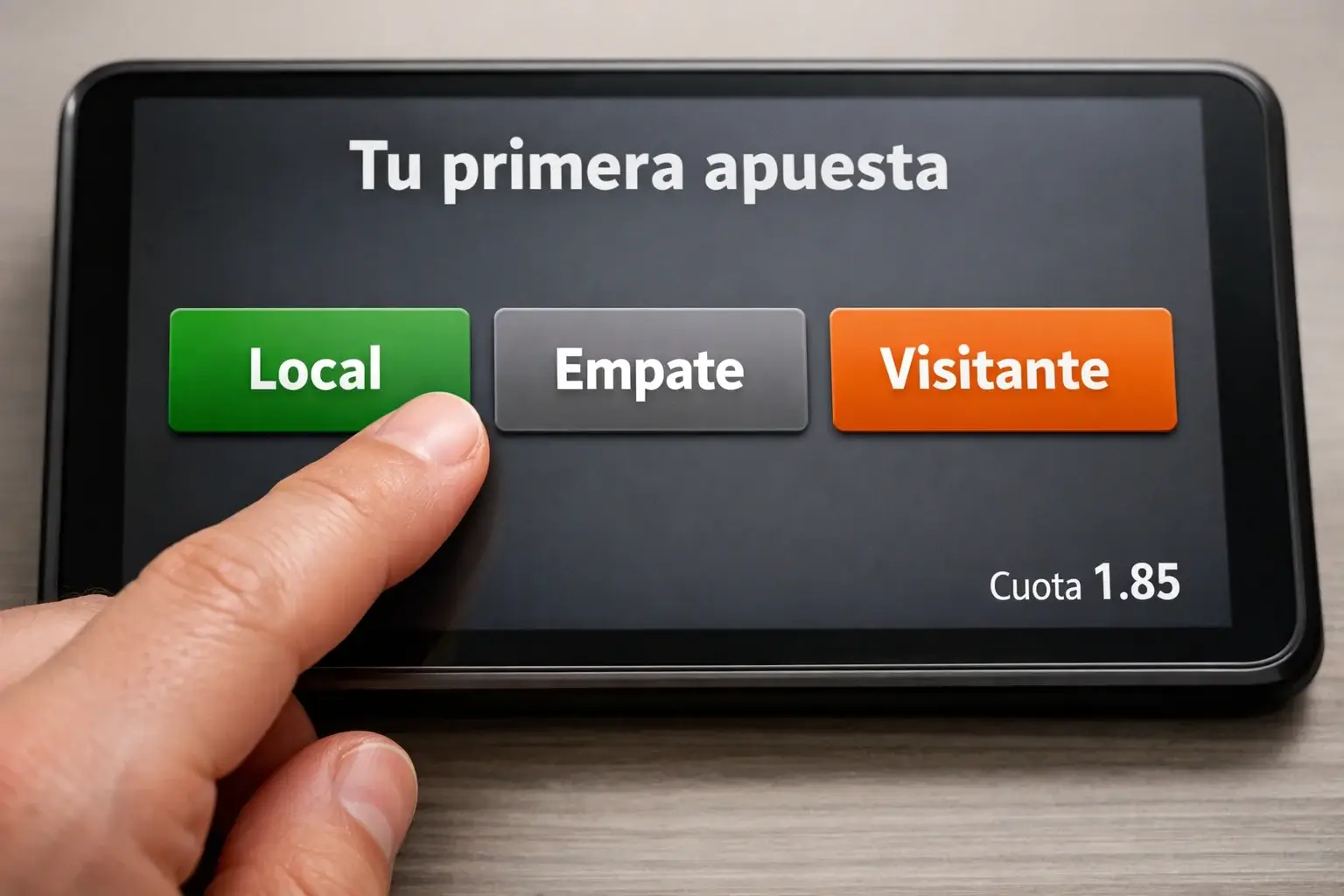Mano seleccionando opciones en pantalla táctil de dispositivo móvil